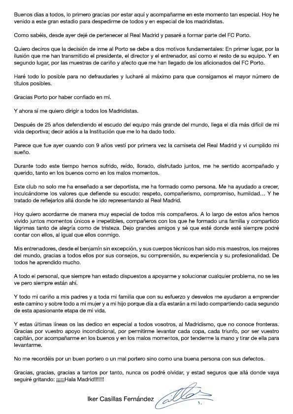 martabautistaa's tweet photo. Creo que sobran las palabras. #GraciasCasillas http://t.co/azIoiFbC9T