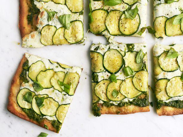 FoodNetwork's tweet photo. Make Arugula Pesto Pizza with Zucchini the star of your #MeatlessMonday tomorrow: http://t.co/kqeO3V72Fi. http://t.co/H4lRXiflf6