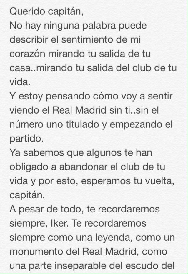 SamarJamal's tweet photo. Una carta para ti, capitán @CasillasWorld #UnaVida #HalaMadrid http://t.co/zx8tIbQesP