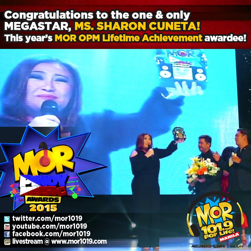 MORentPH's tweet photo. Congrats to the one &amp; only MEGASTAR, Ms. Sharon Cuneta! This year's MOR OPM Lifetime Achievement awardee! http://t.co/yTKO9CmHmU