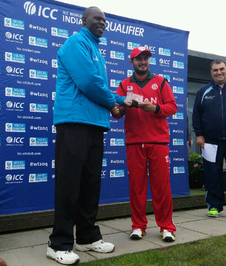 ICC's tweet photo. Zeeshan Maqsood claims the MoM award in Oman's historic #wt20q victory, smashing 86 off 41 balls!
#CANvOMA http://t.co/WLJLDW3ZGd