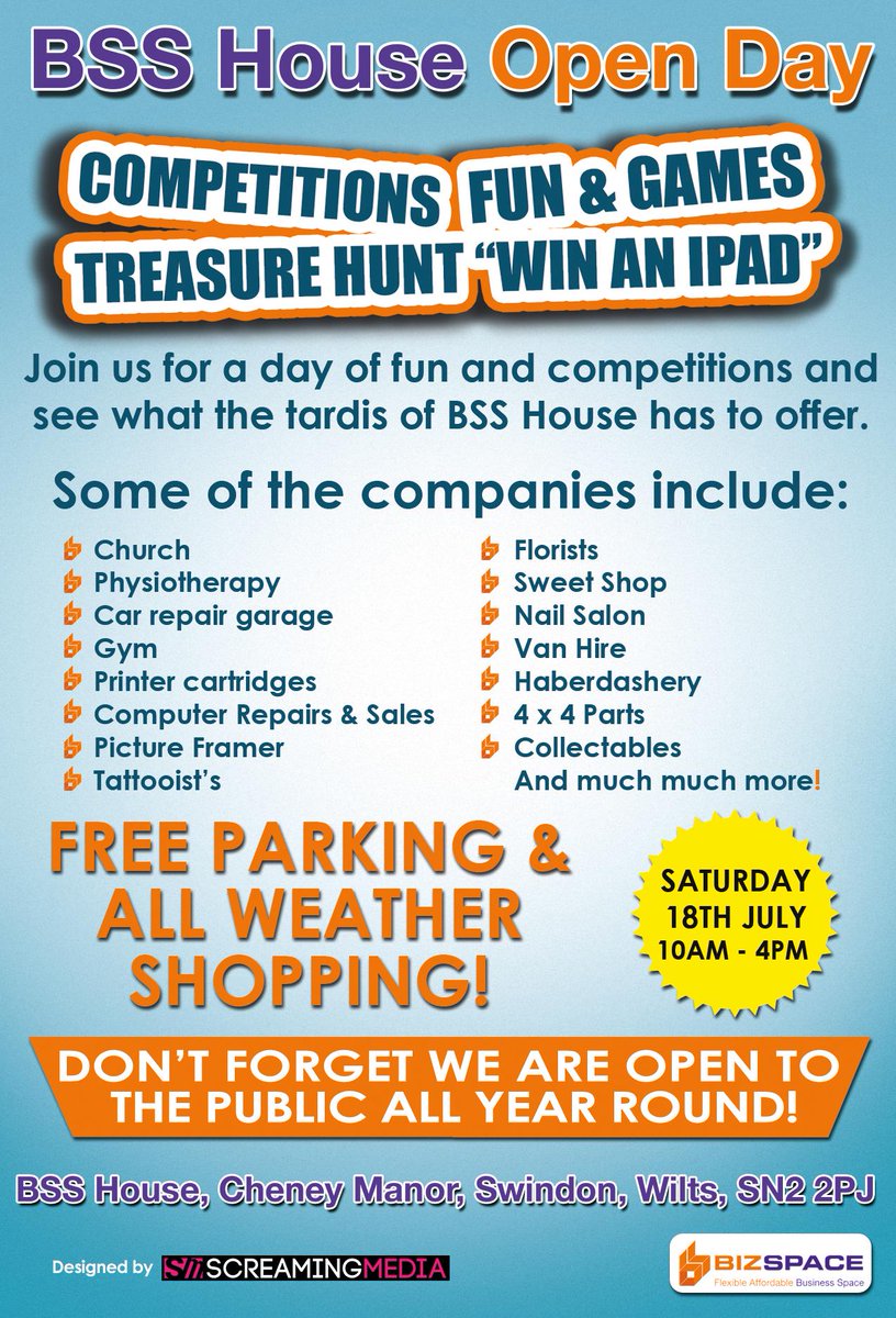 Join @BizspaceSwindon on Saturday 18th July for their open day!