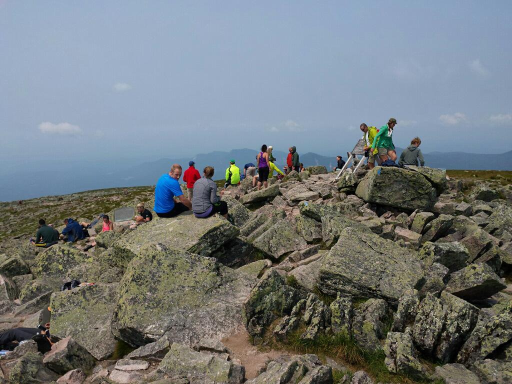 iRunFar's tweet photo. The summit of Mt. Katahdin waits for Scott Jurek, who's finishing his Appalachian Trail FKT in a few minutes! #SJAT15 http://t.co/WZ4BCQPGdn