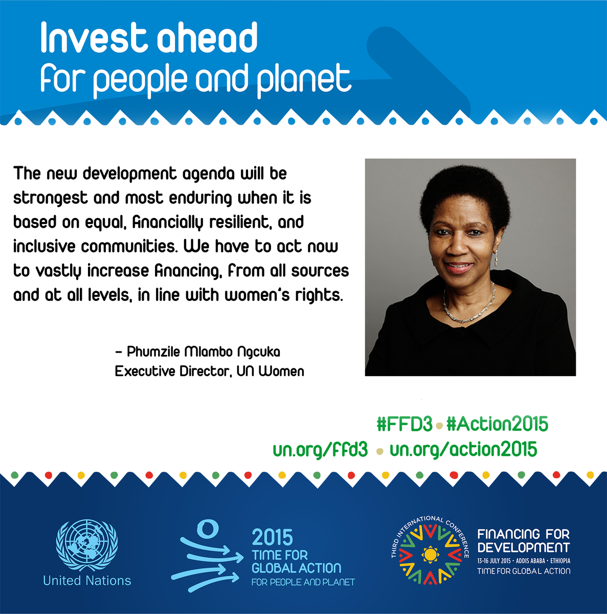UN_Women's tweet photo. "We have to act now to vastly increase financing in line w/ women's rights"- @phumzileunwomen #FFD3 #FFgenderequality http://t.co/jOuYd7SSkD