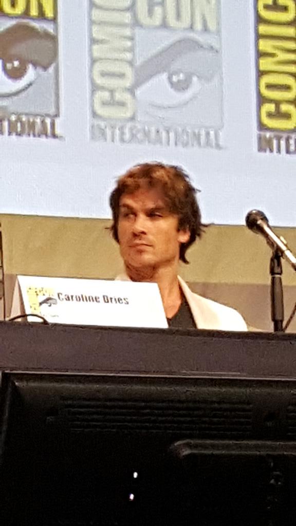 FangasmSPN's tweet photo. We're going to see more bromine this season. And back to the Damon we knew before #VampireDiaries #sdcc http://t.co/6Z6ngf3A5O