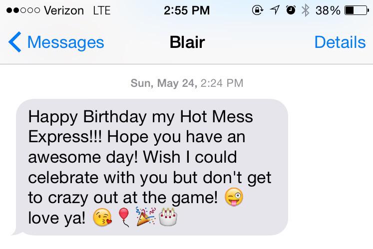 PostGradBows's tweet image. Just found my birthday text from the grandest of grand littles. I think I was already drunk at that point. 😳