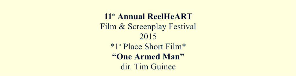 ReelHeART's tweet photo. .@TimGuinee @OneArmedMan1 Captures 3 Awards #ReelHeART2015 Shoutout to #Toronto @barnardfilm for seeing what we saw 😍 http://t.co/U8YGBbrL2l