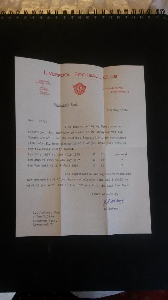 DeanFlanagan's tweet photo. Just found my gdads contract renewal for @LFC
Think that deserves a retweet @LFC
38 goals/69 games
#YNWA #tonyrowley http://t.co/xIv8xYyQPp