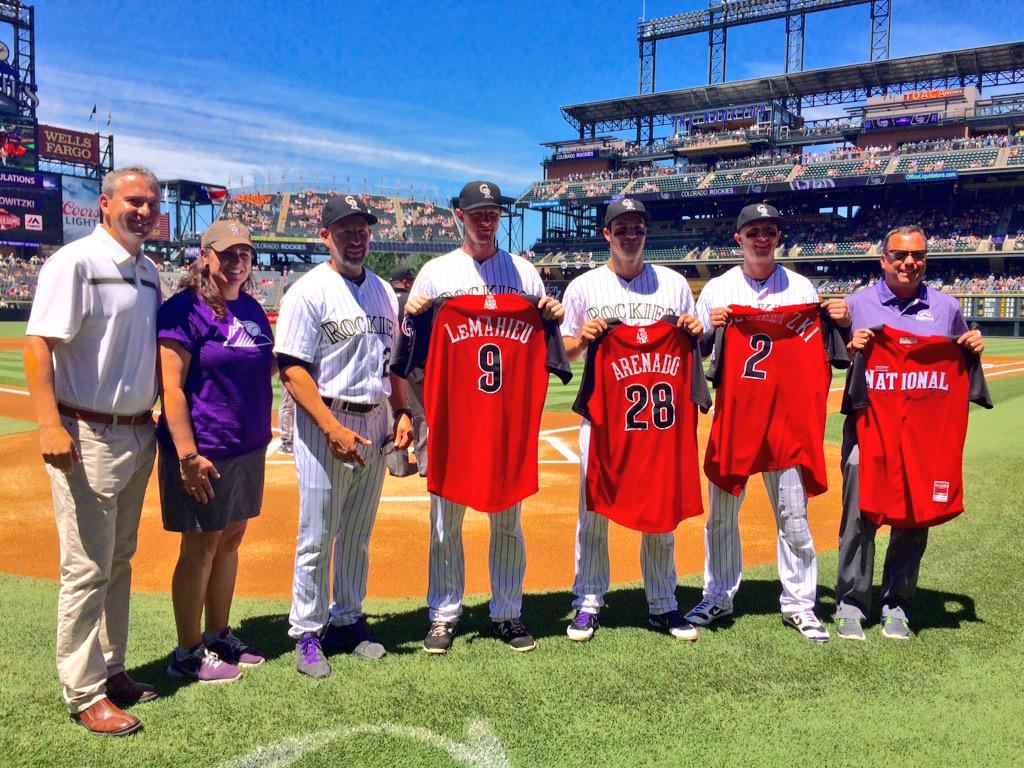 Colorado Rockies (@rockies) on Twitter photo ⭐️⭐️⭐️
Before today's game, our All-Stars received their official <a href="/MajesticOnField/">Majestic Athletic</a> #ASG jerseys. #AllStarSendoff ⭐️⭐️⭐️
Before today's game, our All-Stars received their official <a href="/MajesticOnField/">Majestic Athletic</a> #ASG jerseys. #AllStarSendoff