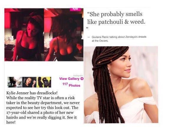 MiMiFaust7's tweet photo. When we be ourselves VS when @KylieJenner copies it. #CulturalAppropriation http://t.co/U4ri64aBN3