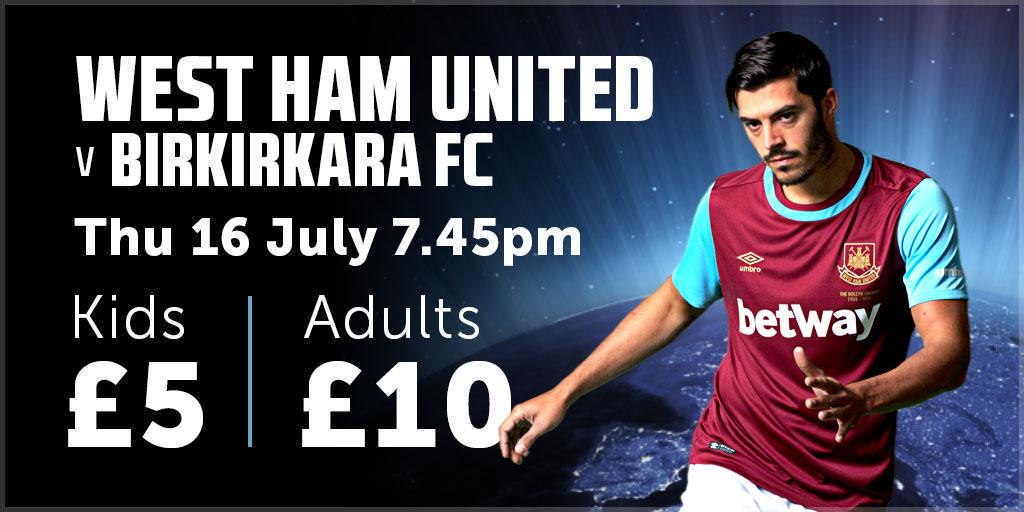TICKETS: Enjoy European football at the Boleyn Ground this Thursday. Just £10 Adults/£5 U16s whufcboxoffice.com