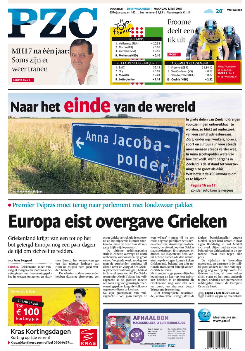 Wij zijn er weer klaar mee, jij kunt er maandagochtend van genieten: de PZC. Hierbij alvast een voorproefje.