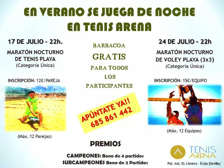 Las mejores noches de verano se pasan en tenis arena!!! Deporte, diversión, barbacoa, copas... No te lo pierdas!!!