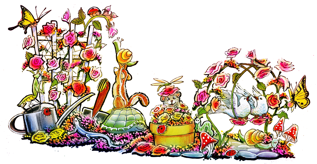 RotaryRoseFloat's tweet image. Here is the artist rendering. Float name will be 'Working together for Peace"