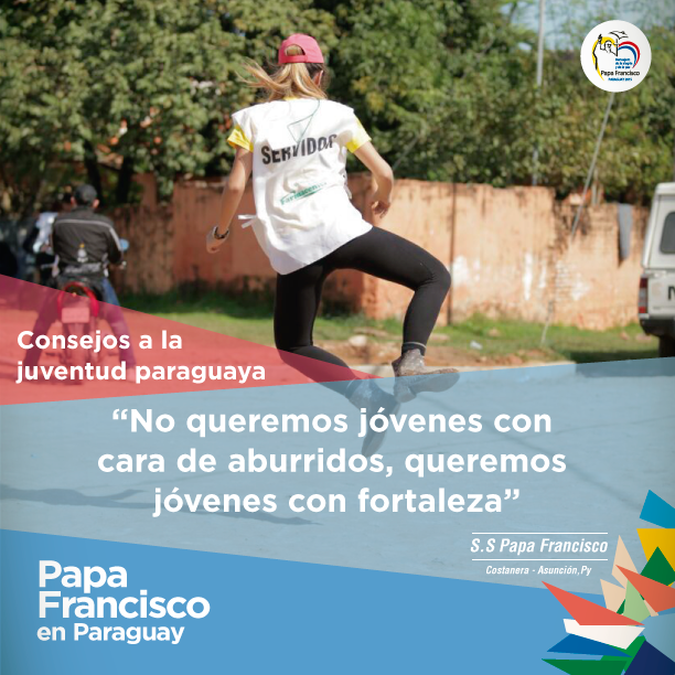 PapaEnPy's tweet image. "No queremos jóvenes con cara de aburridos, queremos jóvenes con fortaleza". Papa Francisco - Costanera #PapaEnPy RT!