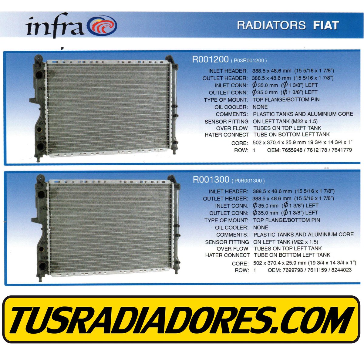 tusradiadores's tweet image. #Radiadores #Infra #Fiat Codigo #R001200 #R001300