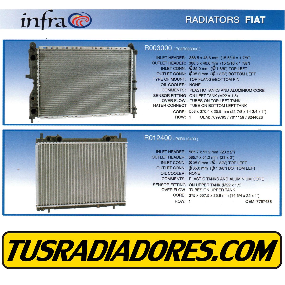 tusradiadores's tweet image. #Radiadores #Infra #Fiat Codigo #R003000 #R012400