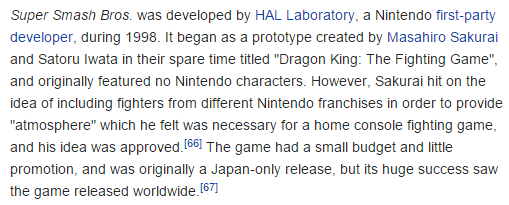 xD1x's tweet image. The venerable Mr Iwata has left an long lasting impression on all of our hearts. As a dedicated smasher, I thank you.