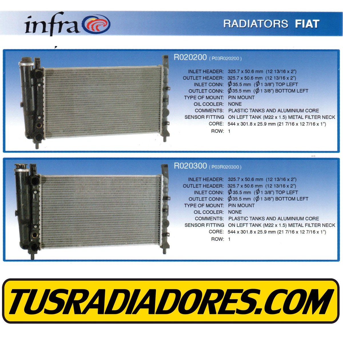 tusradiadores's tweet image. #Radiadores #Infra #Fiat Codigo #R020200 #R020300