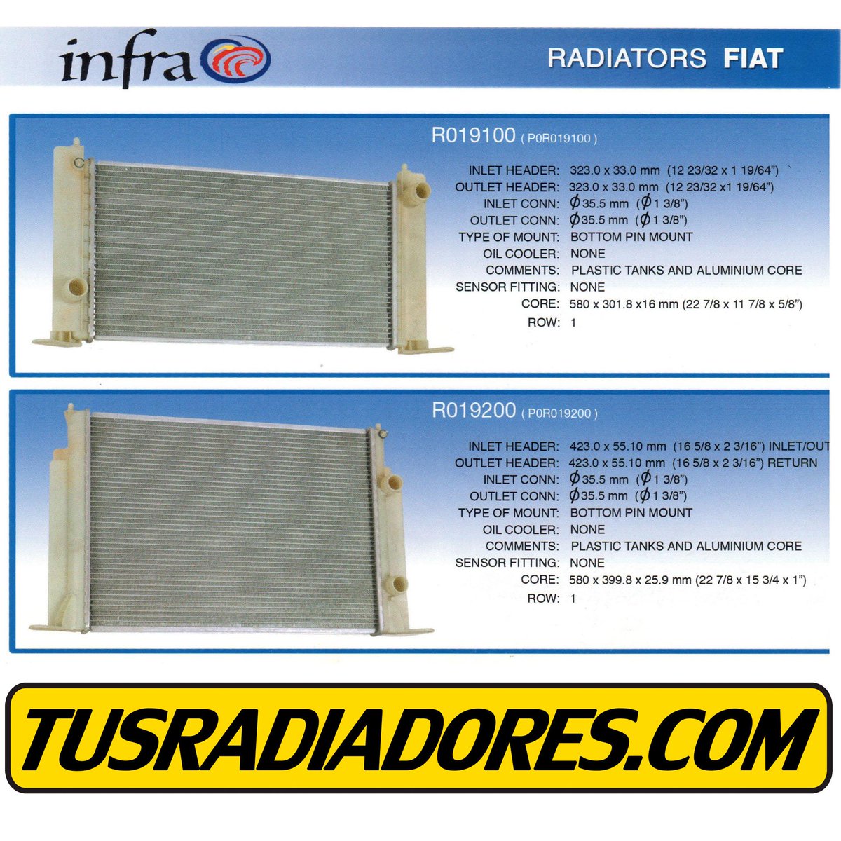 tusradiadores's tweet image. #Radiadores #Infra #Fiat Codigo #R019100 #R019200