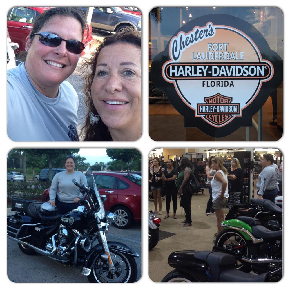 Lt Morse & Sgt Wiggs attended ladies night at Chester's #HarleyDavidson tonight. #police #MotorCops #FemaleOfficers