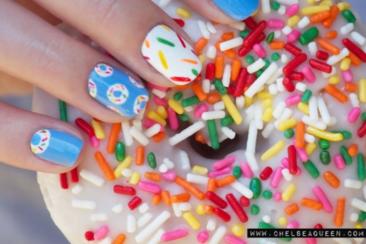 ManicareAUS's tweet photo. Celebrate Friday with donut and sprinkle nails like @chelseaqueen! #nailart #sprinkles #donuts http://t.co/psgvA2ZBd0