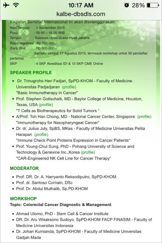 doktersandy's tweet photo. Int'l seminar cancer and immunology. http://t.co/4YMc8Sncpu http://t.co/WW9ORU4nSP