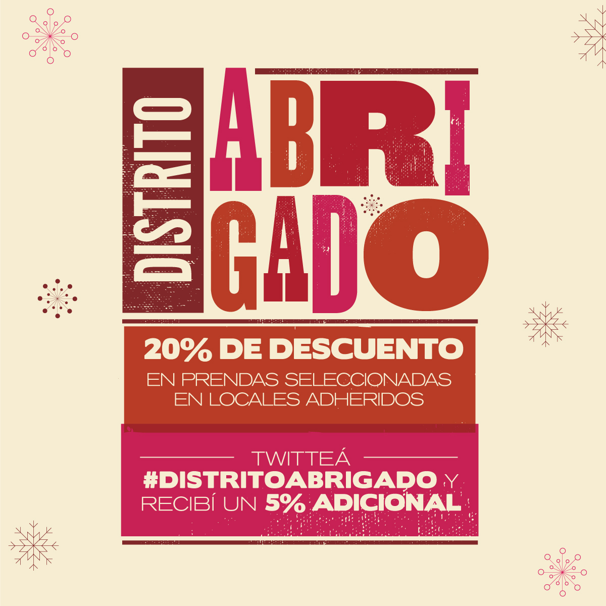 DistritoArcos's tweet photo. ¡Comienza Distrito Abrigado! 20% OFF en locales adheridos y 5% EXTRA usando el hashtag #DistritoAbrigado http://t.co/eApHjKwf1J