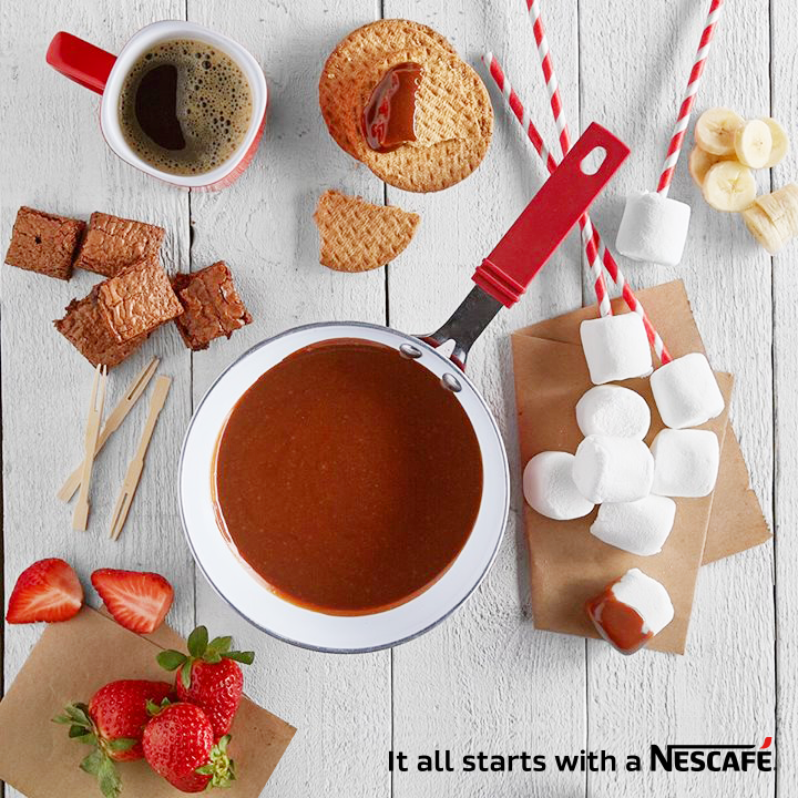 NESCAFE's tweet image. Chocolate fondue with an irresistible hint of NESCAFÉ #startmaking