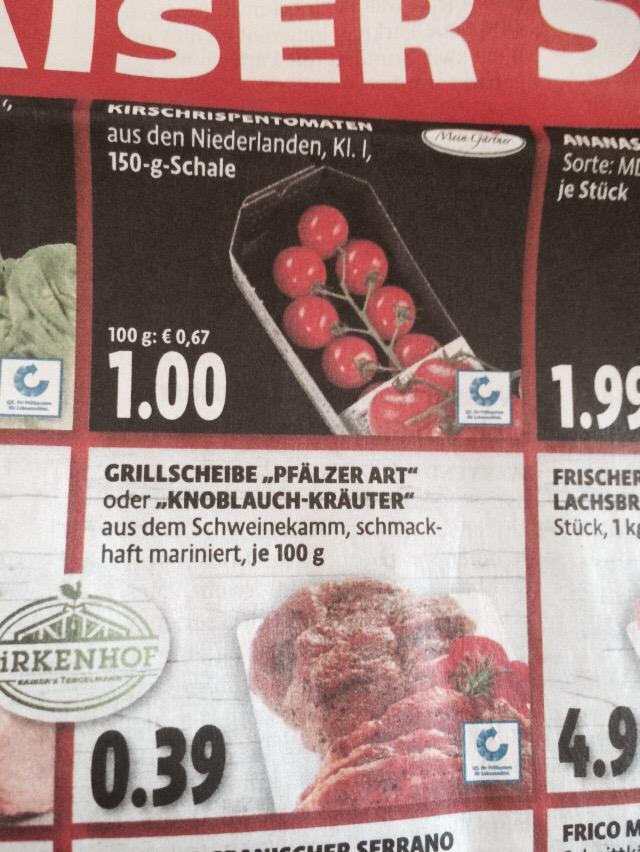 alf_frommer's tweet image. Schockierend: 100g Tomaten fast doppelt so teuer, wie 100g Schweinefleisch. #FehlerImSystem