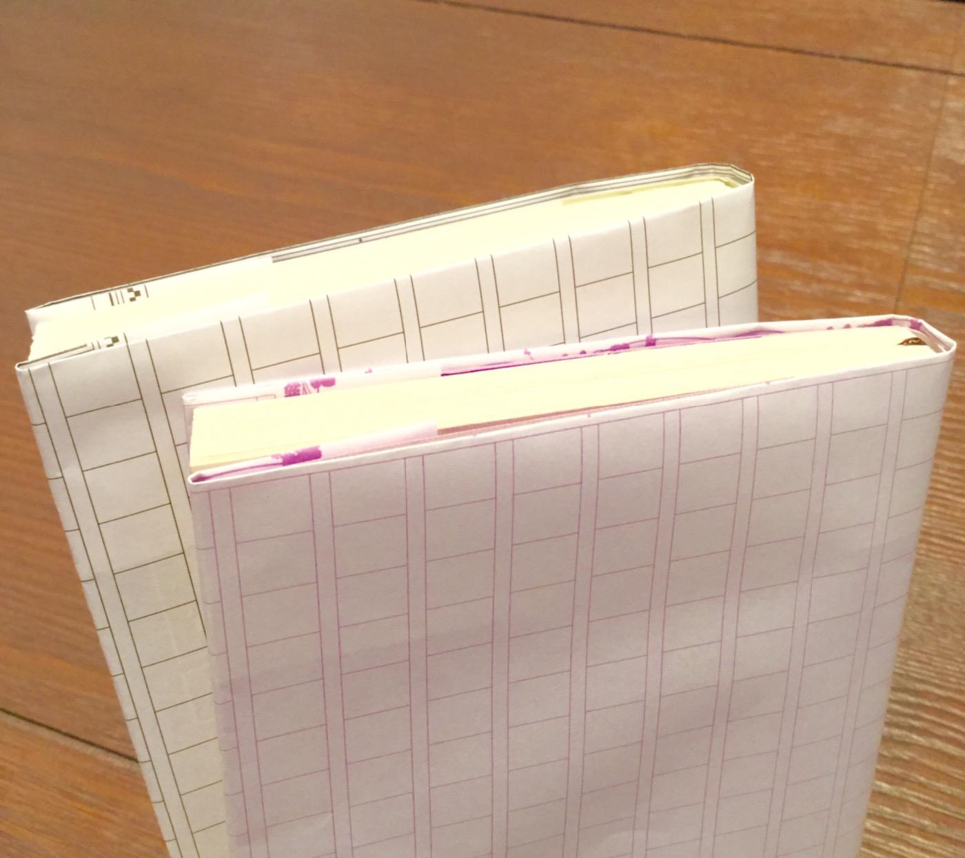 梅田 蔦屋書店 思いついたら吉日 ワクワクしてやりました 絶妙な厚みの原稿用紙なので 見えそうで見えない中の表紙にドキドキすること必至です さらには 折り目から見える飾り部分のチラリズムにトキメキます 文具担当 飾り原稿用紙 ブックカバー