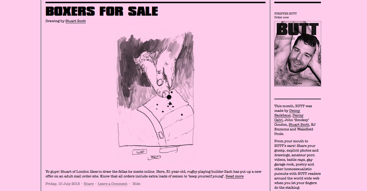 StuartScottdraw's tweet photo. . @ButtMagazine published a drawing of Zach who sell his underwear online  #gay #homo #drawingoftheday #drawing http://t.co/ccm90Dap9i