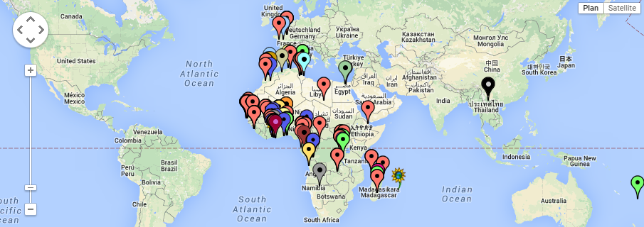 Matlef's tweet photo. Carte des 1er participants au Mooc #AfriqueInnovation organisé par @CFImedias &amp; @Code_Afrique. http://t.co/kMjT4pk4Hf http://t.co/QXTE8fSqiY