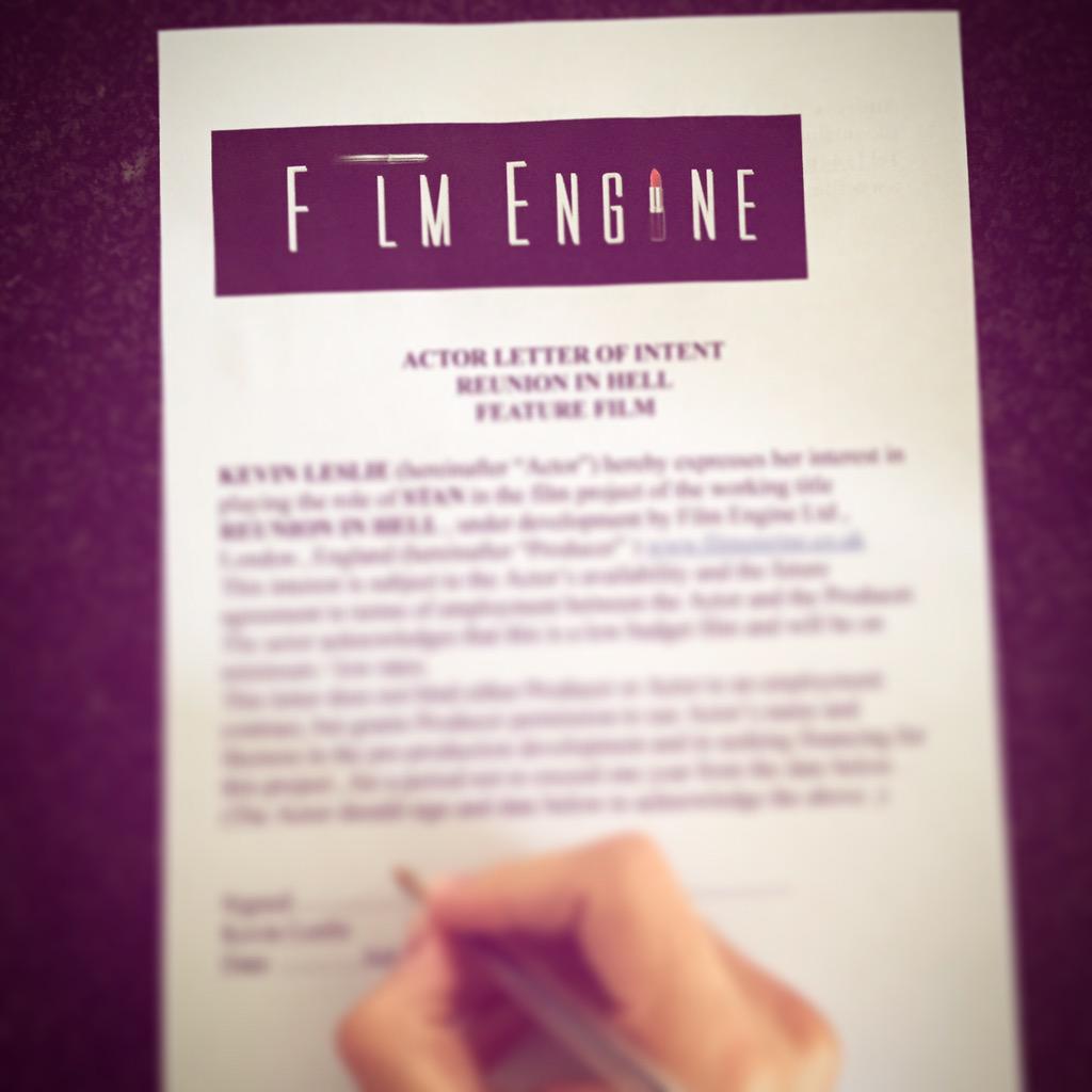 TheKevinLeslie's tweet photo. Signing off my LOI 4 #ReunionInHell looking forward 2 working with @FilmEngineUK, @TheSashaJackson n rest of the team http://t.co/6ydjEQ18z4