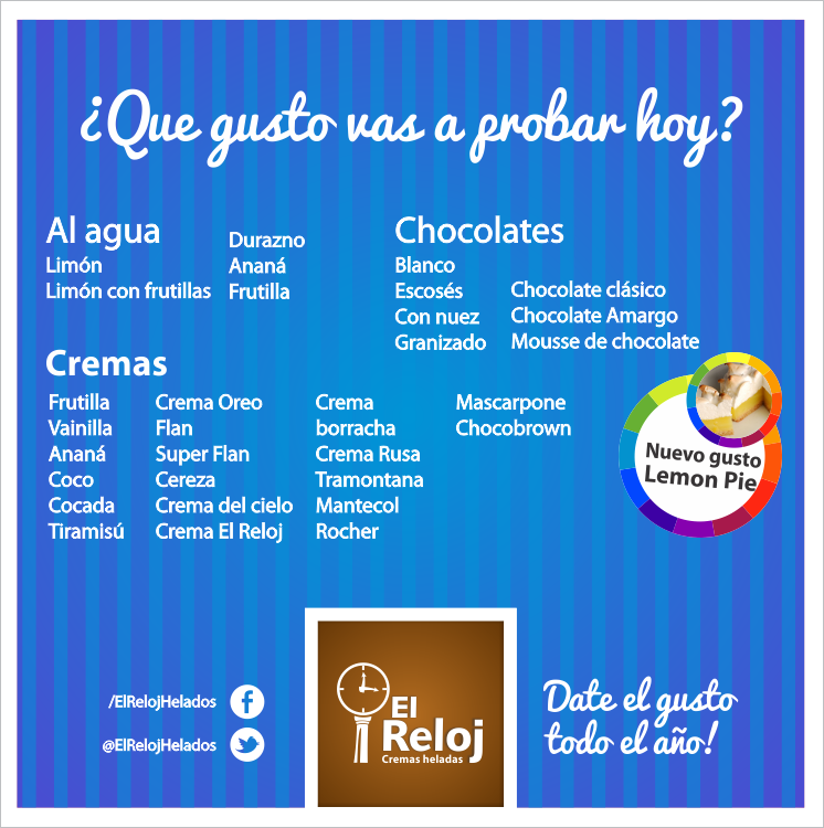 ElRelojHelados's tweet photo. Tu gusto favorito está aquí, siempre cerca tuyo. http://t.co/Mg88bKzyx7