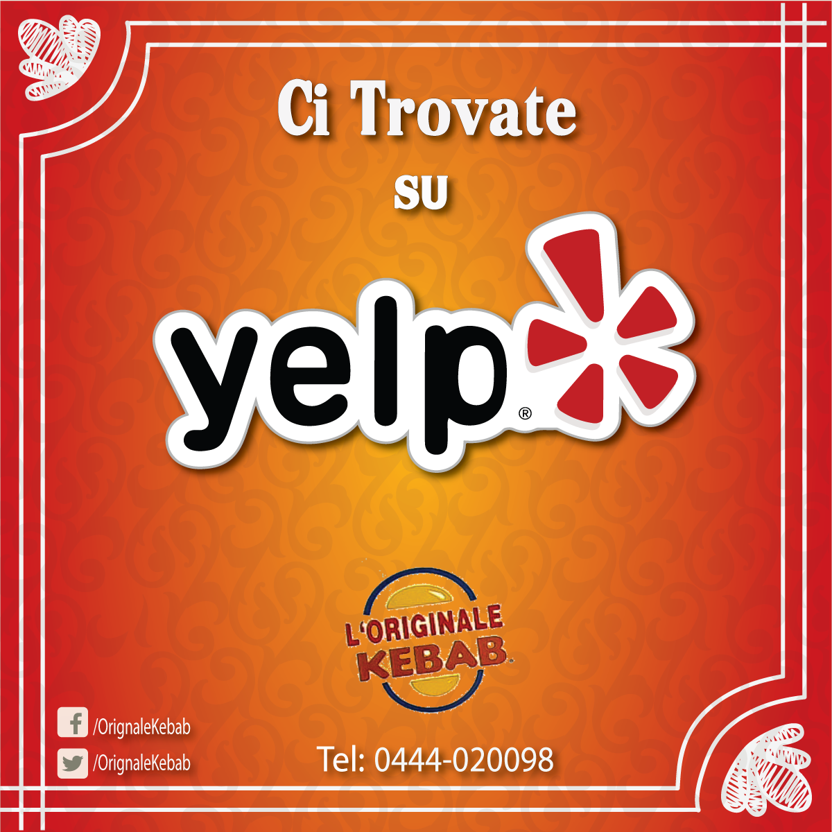 OrignaleKebab's tweet photo. Recensione nostro Doner Kebab anche su Yelp. 
Yelp Link: http://t.co/w0seMTnoxQ
#Yelp #Orignale #Kebab #Dueville http://t.co/cRmkxUbafP