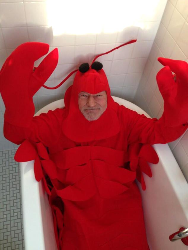 Happy birthday to one of my acting heroes, Sir Patrick Stewart! Here he is dressed as a lobster in a bath. Enjoy! 