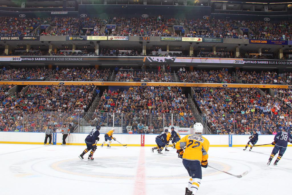 NHL's tweet image. Over 17,000 people came out to #Sabres scrimmage this weekend. Details: s.nhl.com/6019B84fW

(PC: @BuffaloSabres)