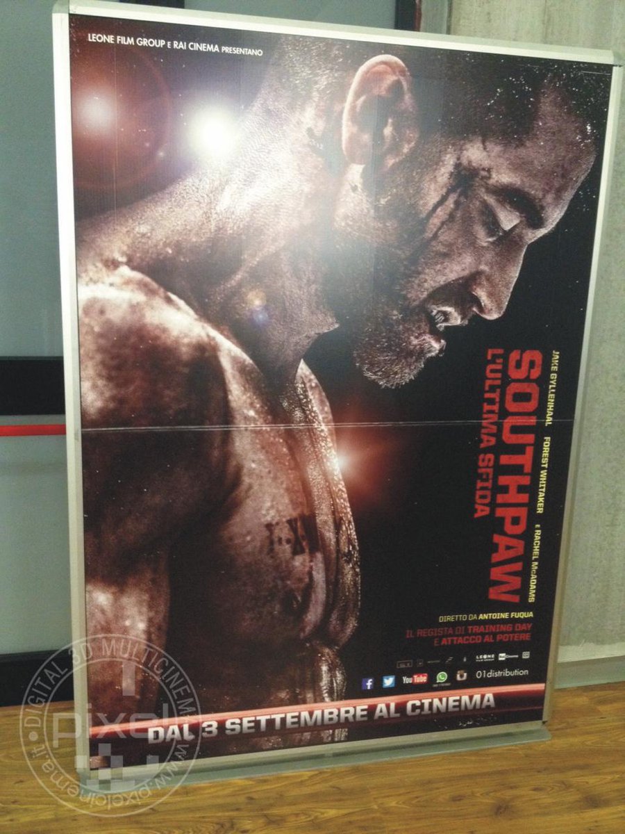 CinemaPixel's tweet photo. Un #JakeGyllenhaal "ammaccato" nel nuovo cartonato di #SOUTHPAW esposto al @CinemaPixel. #PixelExpo @01Distribution http://t.co/ojOGREy45U