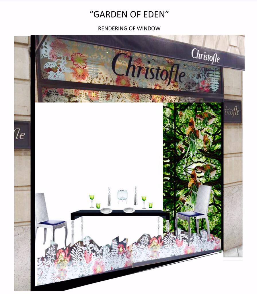 CampionPlatt's tweet image. Stop by and see my @ChristoflePR window on Madison Ave #conceptboard #gardenofeden #silvermoments #christofle