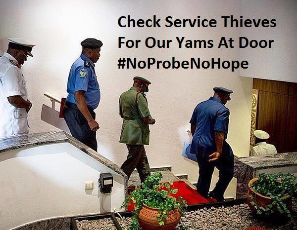 DrPerryBrimah's tweet photo. Baba before the Service Thieves go, please have gate man search their bags for our yams #ArmyGate #NoProbeNoHope http://t.co/znoFV3jFVL