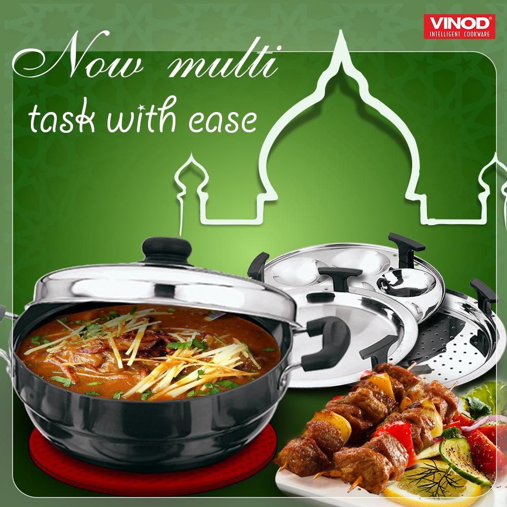Vinod_Cookware's tweet photo. Now #Vinod #MultiKadai at your rescue, whether it’s mutton nihari or kebabs – #steam and #fry in one! http://t.co/FxjeloZqIW