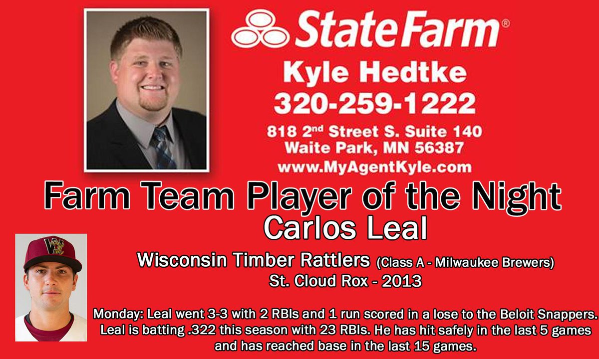 Today's Farm Team Player of the Night presented by <a href="/MyAgentKyle/">Kyle Hedtke-St8 Farm</a> is Carlos Leal. Leal played for the Rox in 2013.