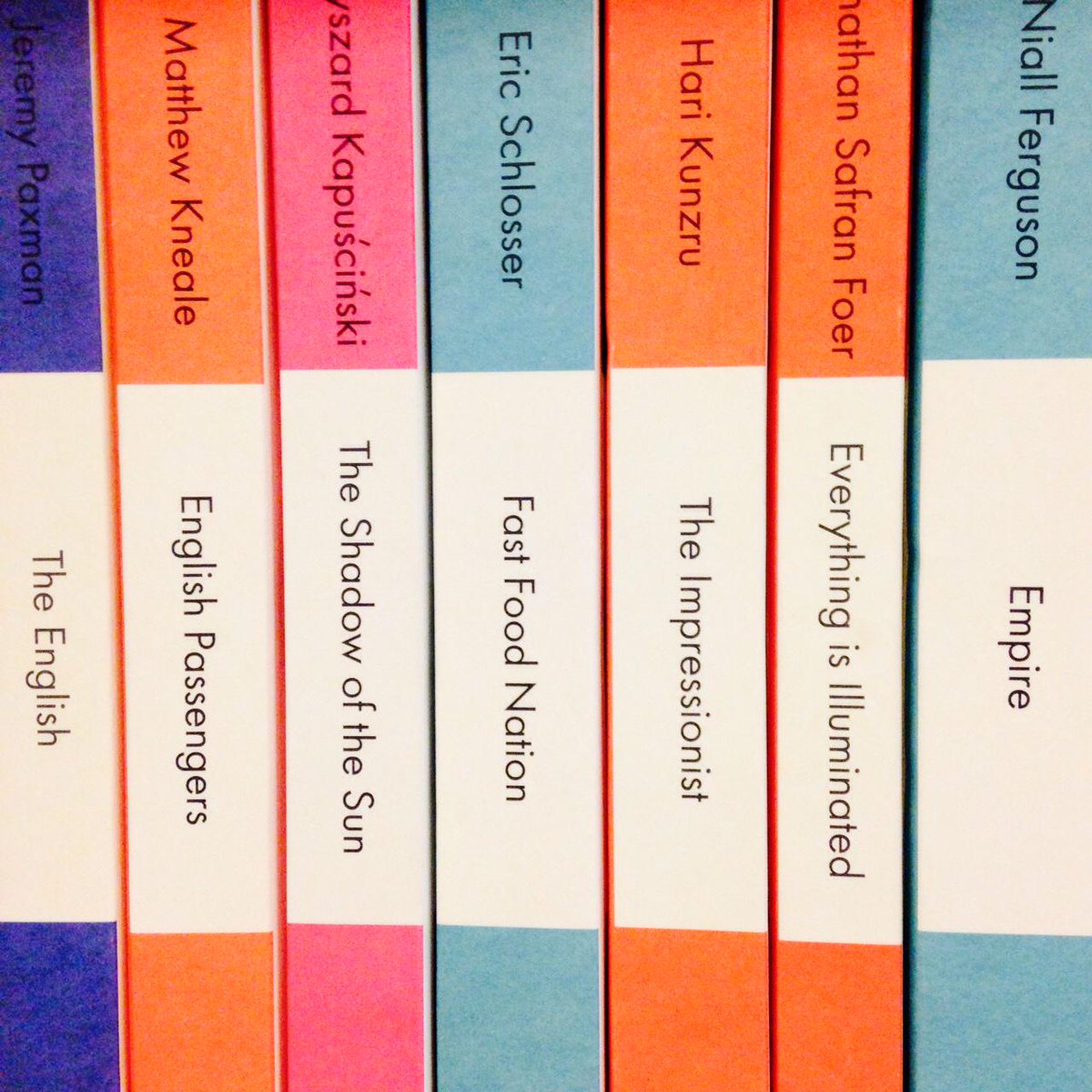 Penguin Books UK (@penguinukbooks) on Twitter photo Do you like books? Yes.
Do you like fonts? Yes.
Join in with <a href="/DesignMuseum/">the Design Museum</a>'s #FontSunday on #bookspines this Sunday. Do you like books? Yes.
Do you like fonts? Yes.
Join in with <a href="/DesignMuseum/">the Design Museum</a>'s #FontSunday on #bookspines this Sunday.