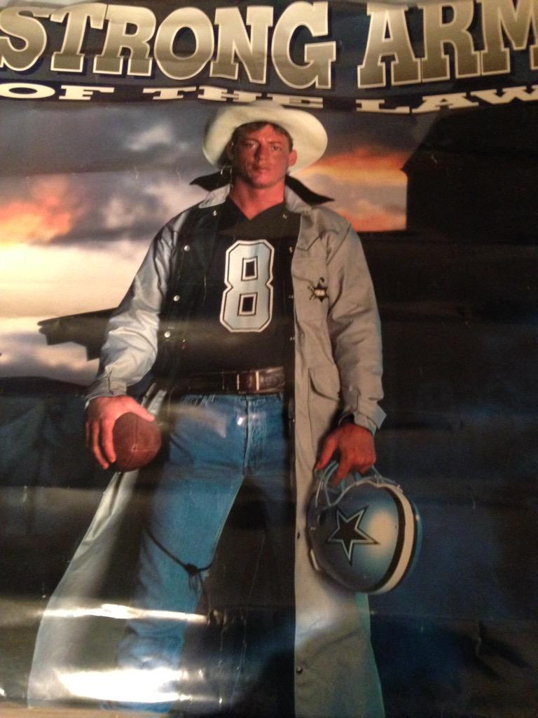 I found this old poster from my childhood.  I hope <a href="/TroyAikman/">Troy Aikman</a> still has that duster in his closet!