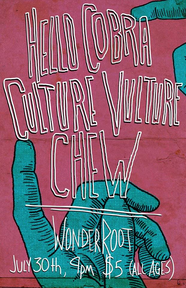 Chew and <a href="/HelloCobra/">Hello Cobra</a> are at <a href="/WonderRoot/">WonderRoot</a> this Thurs w/ <a href="/CultureerutluV/">Culture Vulture</a> #atlmusic