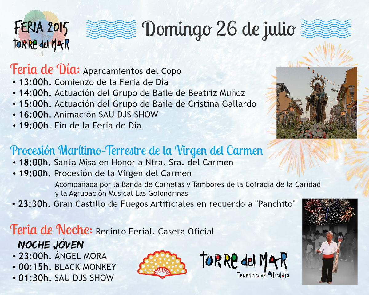 torredelmarinfo's tweet photo. PROGRAMA DOMINGO 26 DE JULIO #FeriaTDM2015 http://t.co/aLrSF7Y5UW