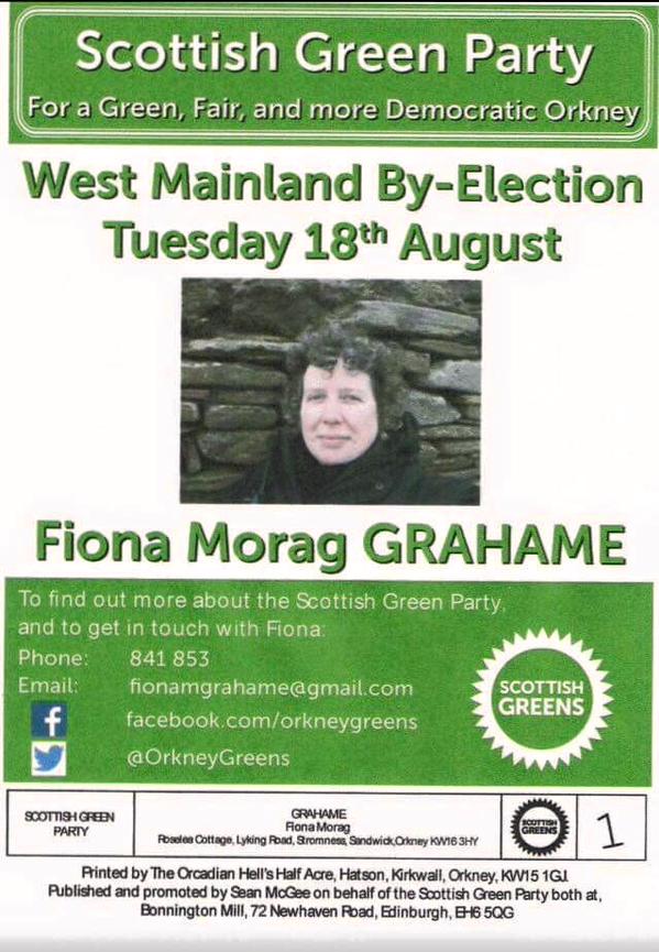 Leaflets are on the way. Join Fiona in West Mainland to help spread the word #voteorkneygreen