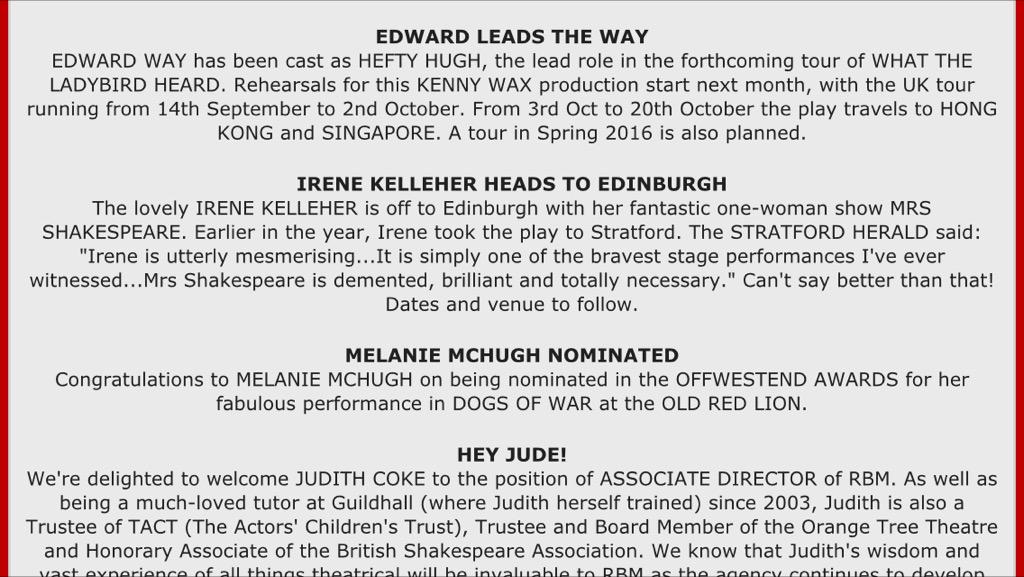 edwardway87's tweet photo. Enjoyed seeing this on the @rbmactors site today! Can't wait to get into the rehearsal room! #actor #gotthejob http://t.co/5Ee10oIdVY
