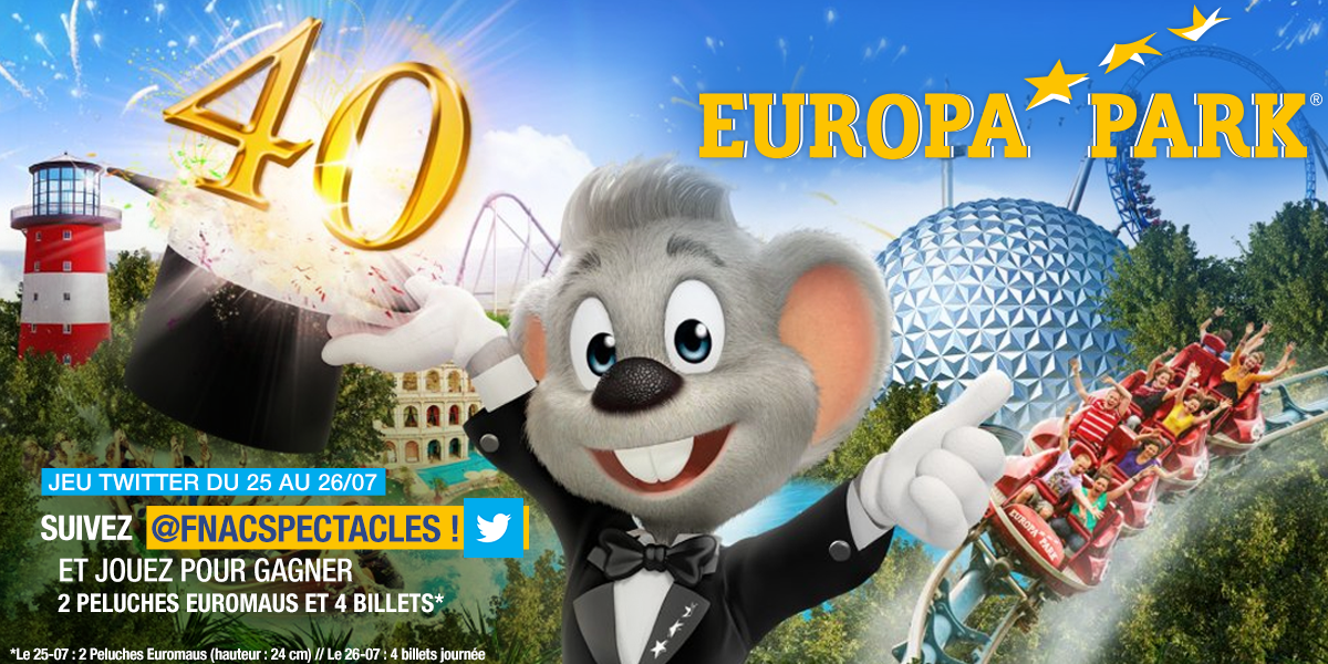 fnacspectacles's tweet photo. 🎡 #JeuFS Tentez de gagner 4 billets journée pour #EuropaPark ! ▶http://t.co/IC5x76WncE ▶ Follow + RT avt 00h http://t.co/kkjJMliElg
